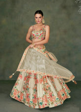 Tafeta Silk Lehenga Choli in Beige Colour